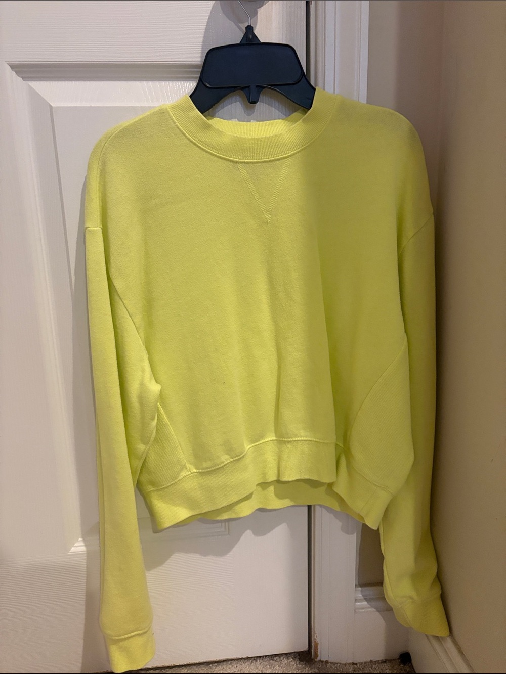 La Hearts Neon Yellow Cropped Crewneck Sweater